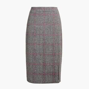 J.Crew Glen plaid long pencil skirt